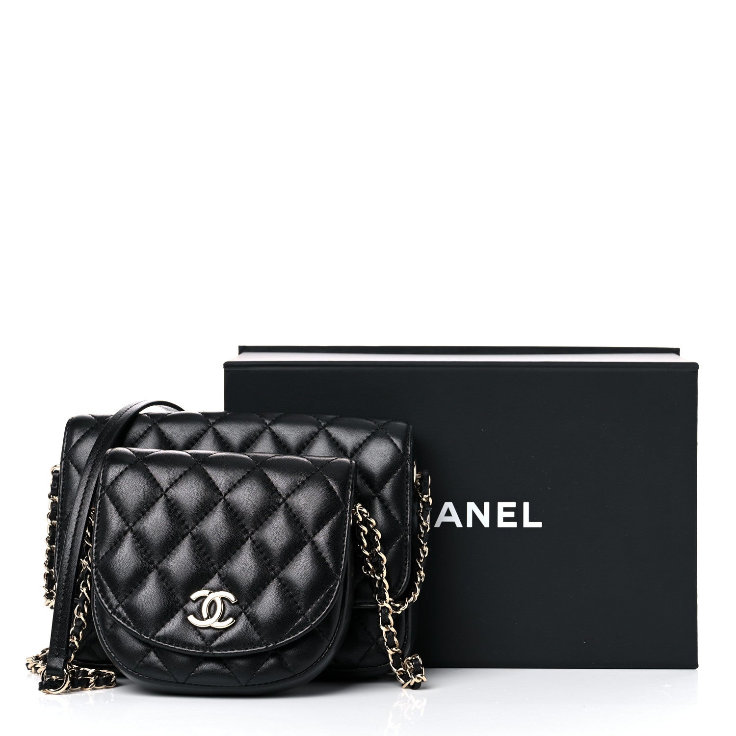 Chanel Lambskin Quilted Side Packs Black 14 of 14