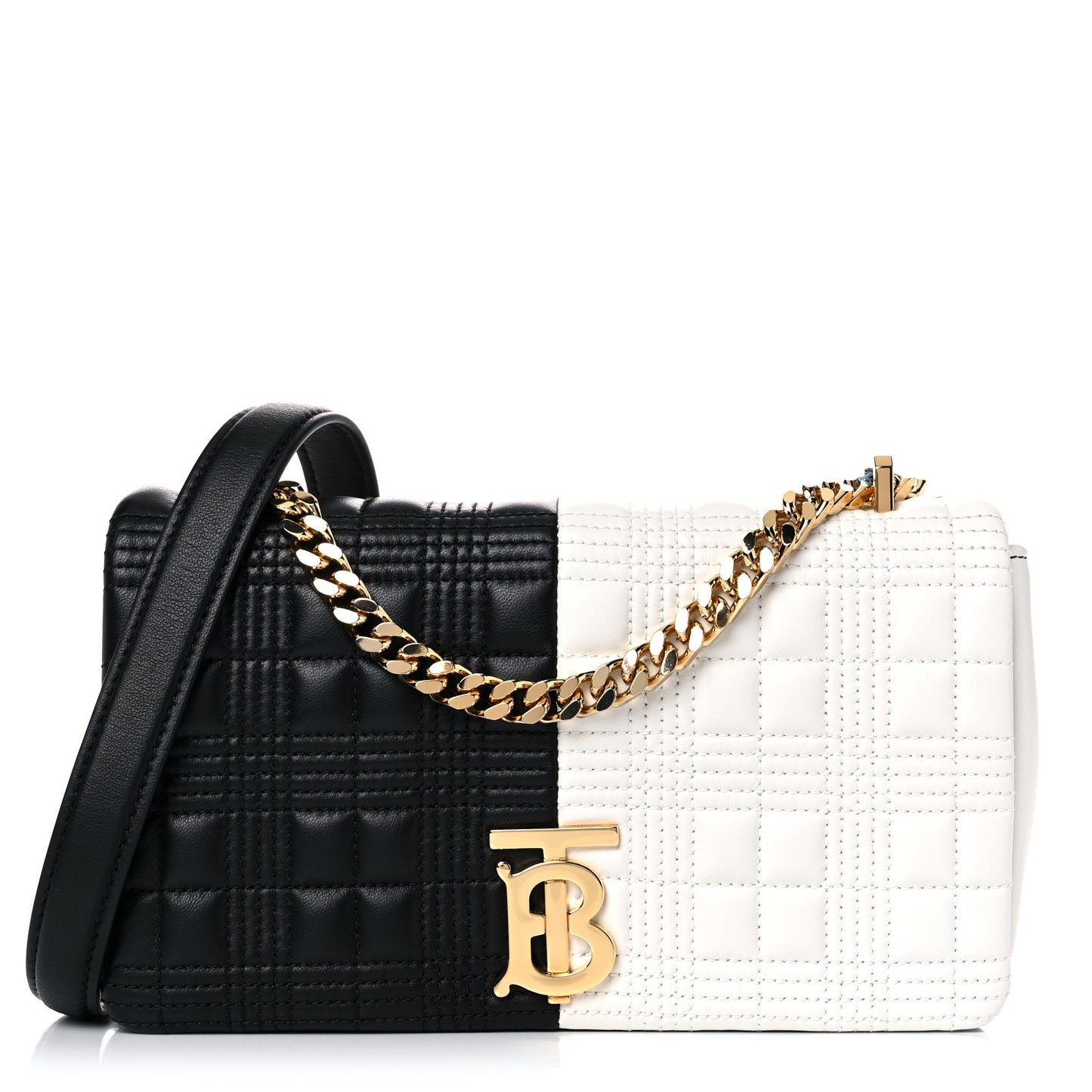 Lambskin Quilted Small Lola Bag White Black