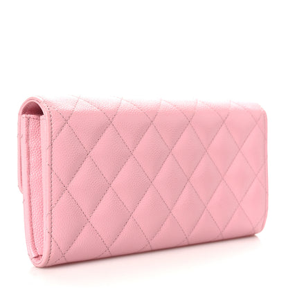 Chanel Caviar Quilted Chain CC Long Flap Wallet Pink 3 of 9