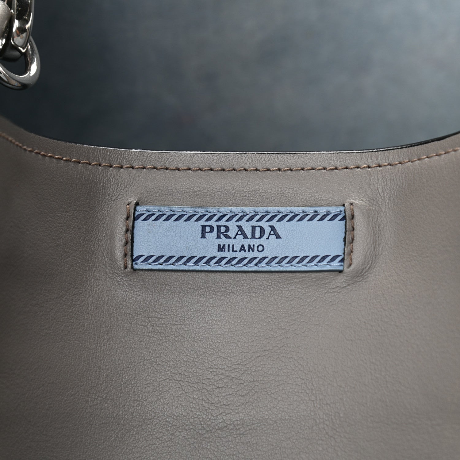 Prada City Calfskin Large Etiquette Tote Light Grey 6 of 11