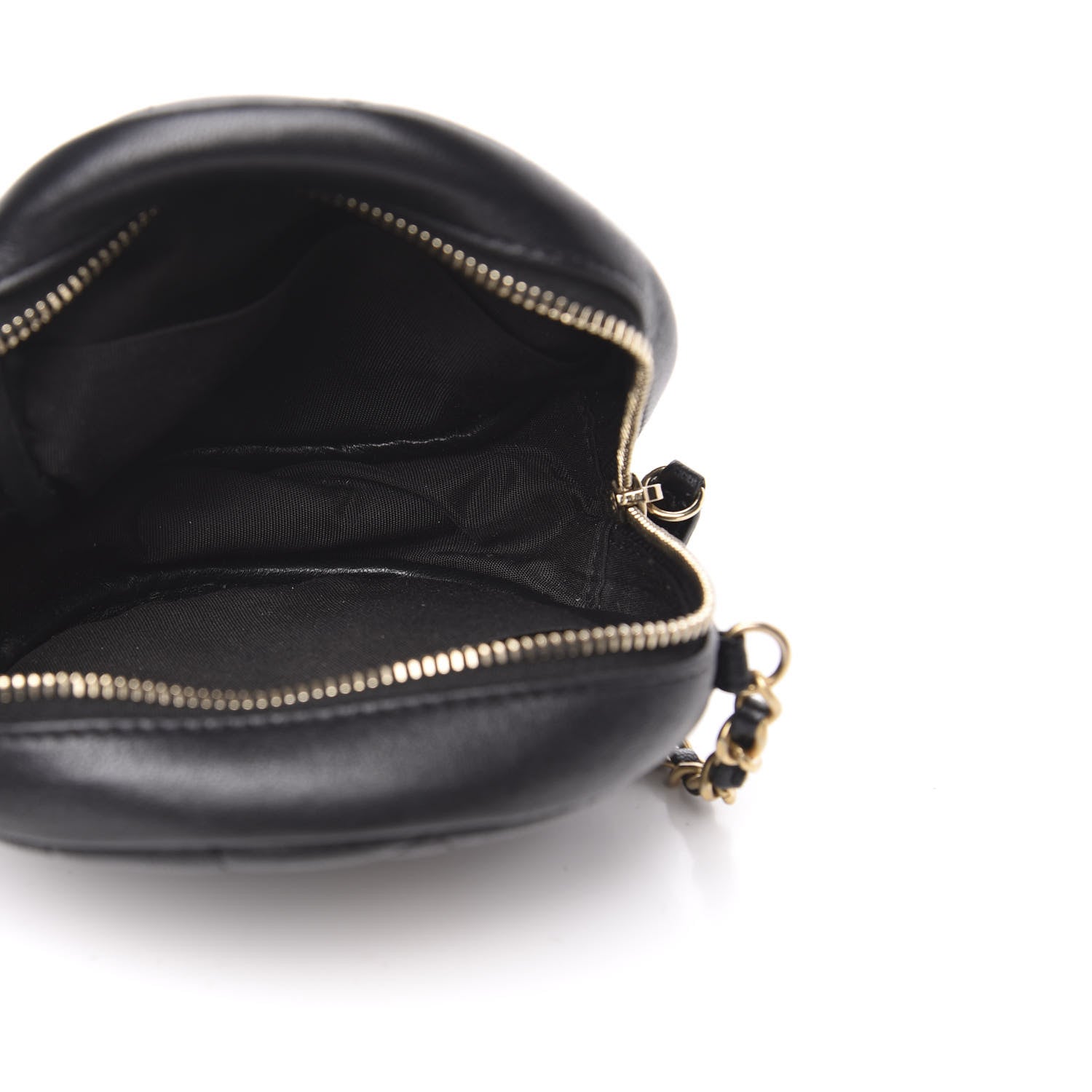 Chanel Lambskin Quilted Studded Round Clutch With Chain Black 5 of 12
