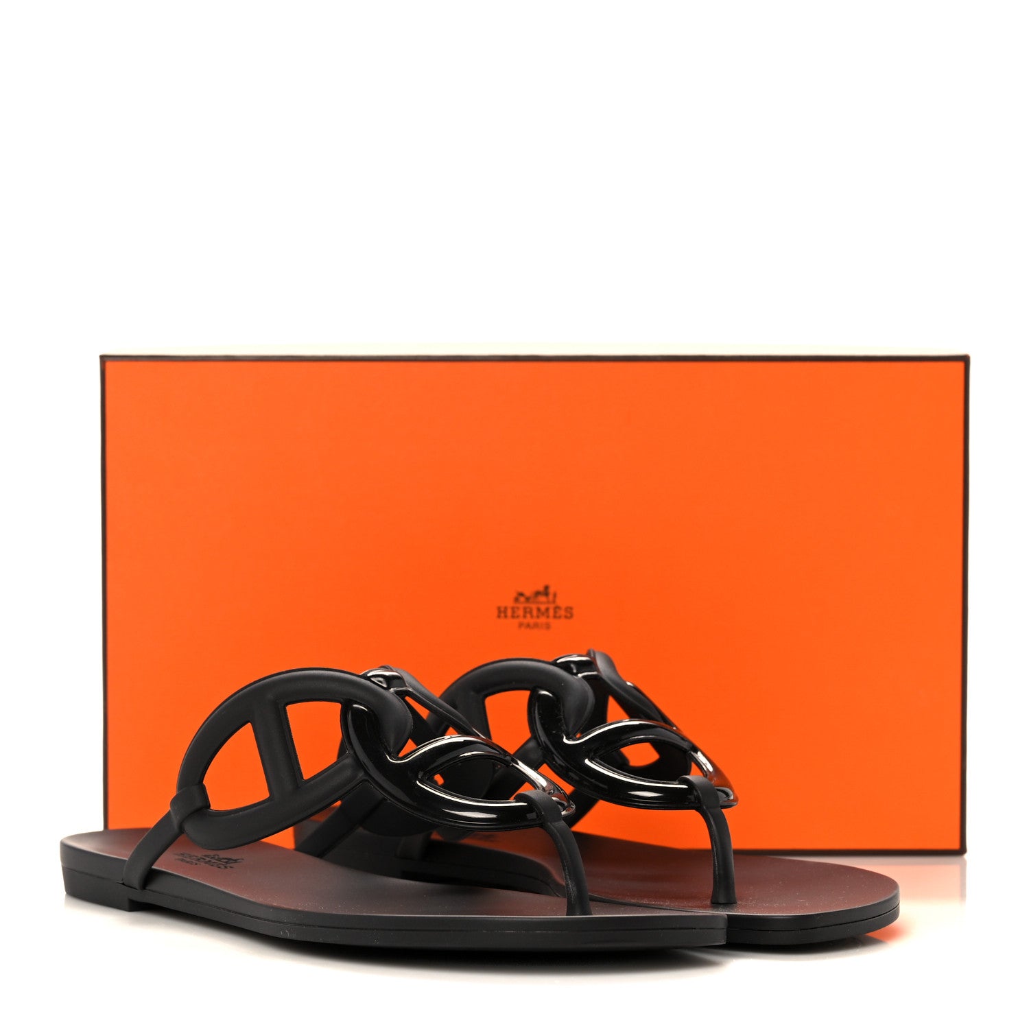 Hermes Rubber Womens Egerie Sandals 39 Black 9 of 9