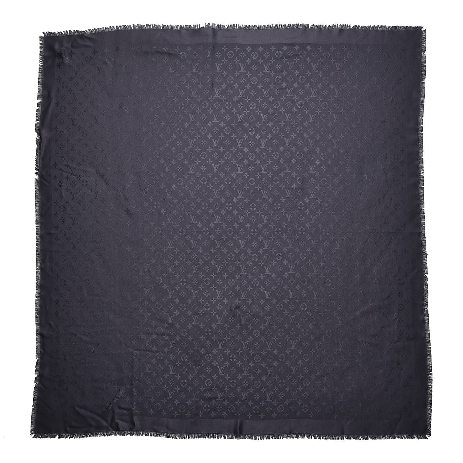 Louis Vuitton Wool Silk Monogram Shawl Anthracite 1 of 5