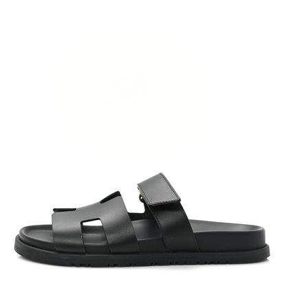 Hermes Calfskin Womens Chypre Sandals 38 Black 1 of 12