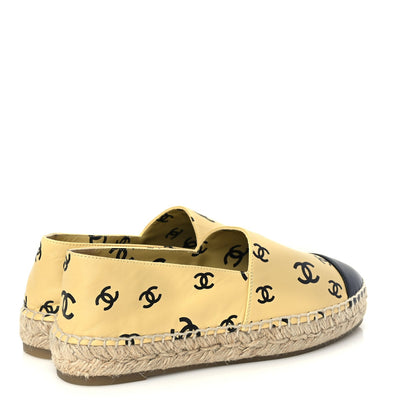 Chanel Lambskin Printed Coco Beach Espadrilles 38 Beige Black 5 of 9