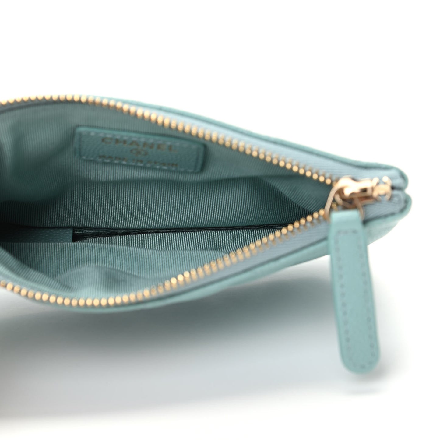 Caviar Quilted Small Cosmetic Case Light Blue