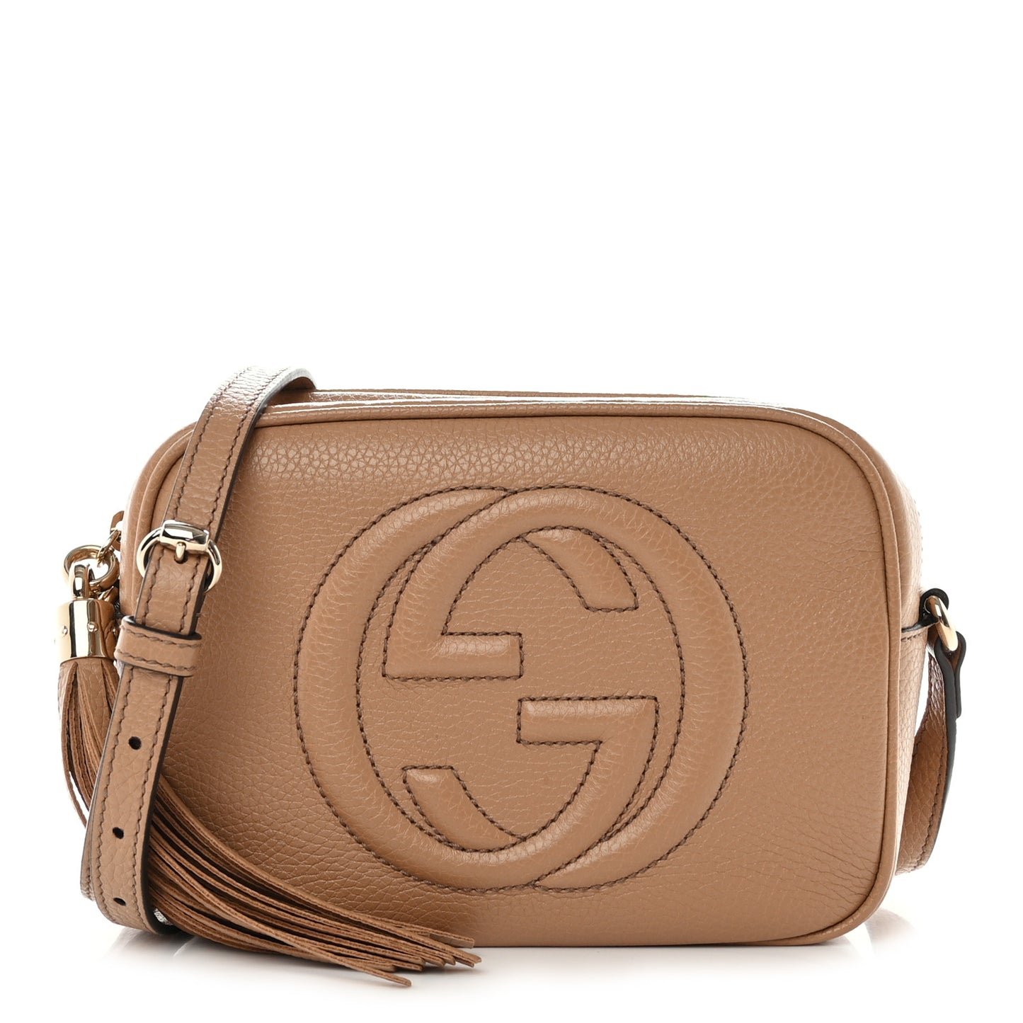 Pebbled Calfskin Small Soho Disco Bag Camelia