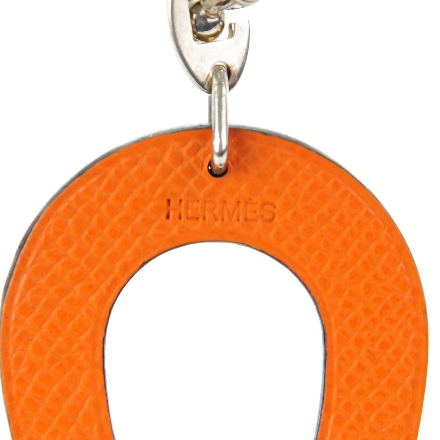 Epsom Lucky Horseshoe Bag Charm Graphite Orange