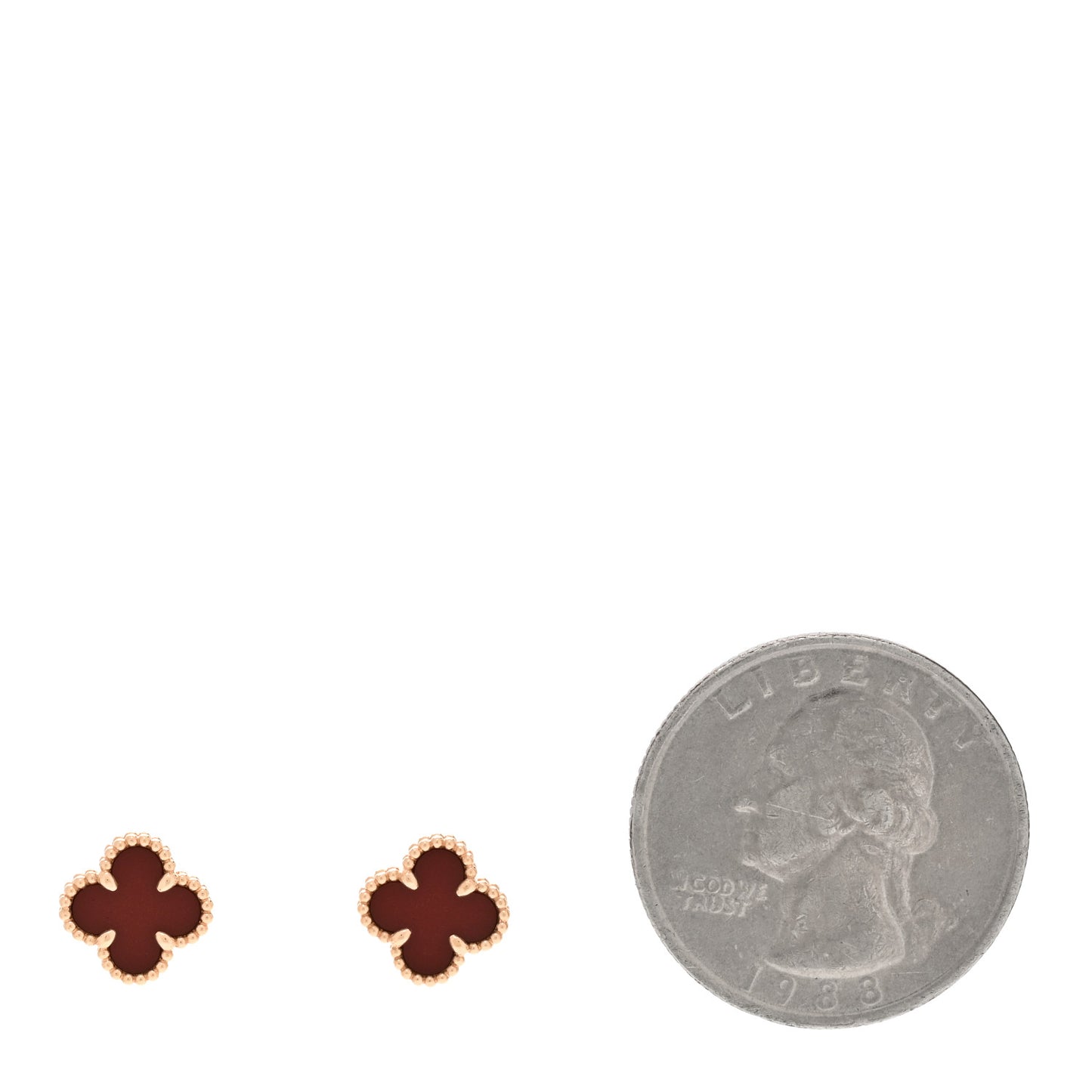 18K Rose Gold Carnelian Sweet Alhambra Earrings