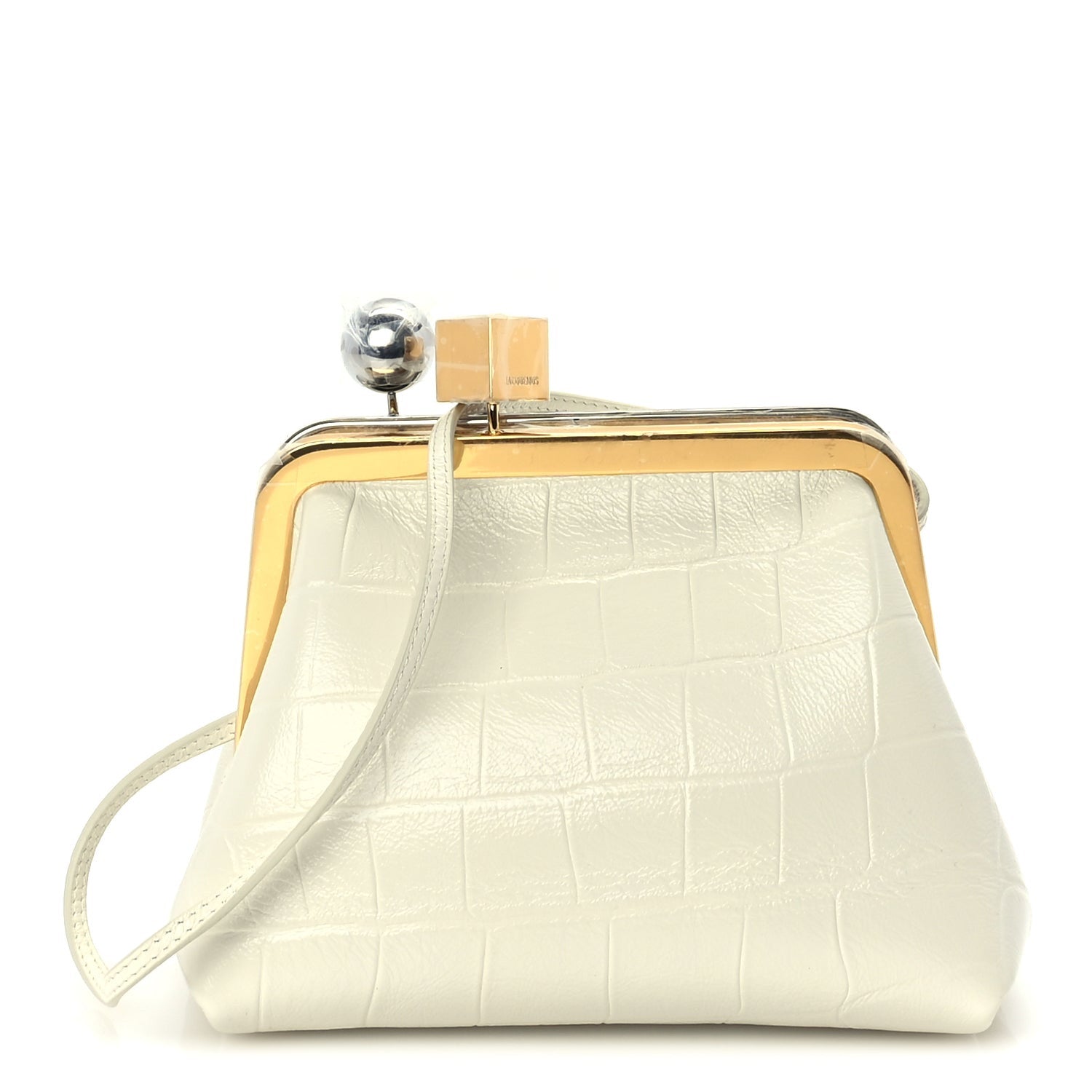 Jacquemus Calfskin Crocodile Embossed The Berlingot Clutch Light Ivory 1 of 8