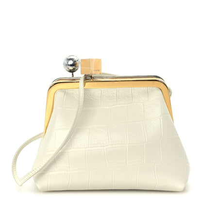 Jacquemus Calfskin Crocodile Embossed The Berlingot Clutch Light Ivory 1 of 8