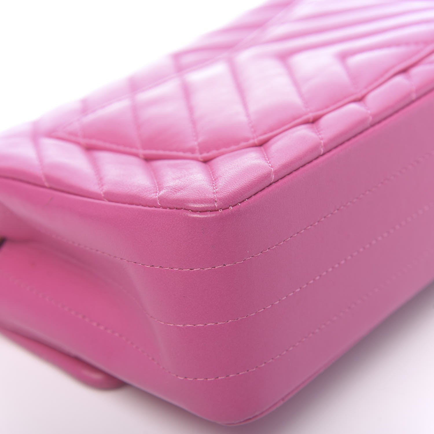 Chanel Lambskin Chevron Quilted Mini Rectangular Flap Fuchsia 12 of 15