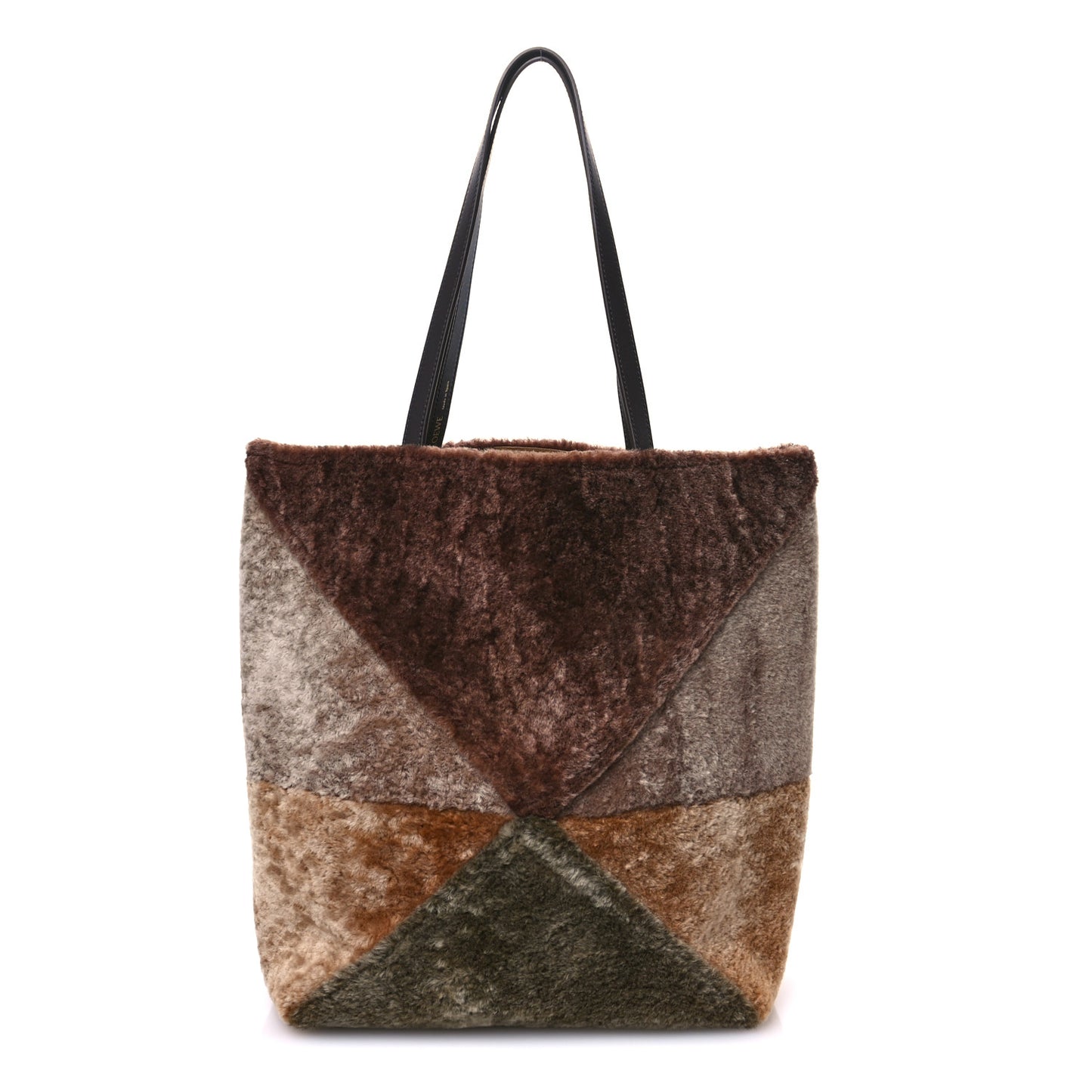 Shearling Large Puzzle Fold Tote Multicolor