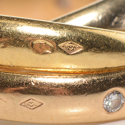 Cartier 18k Yellow Gold Diamond Trinity Rolling Ring 49 5 3 of 7