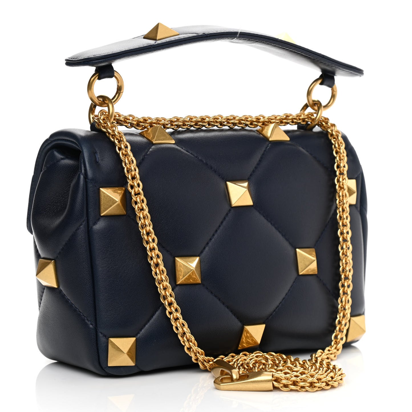 Nappa Medium Roman Stud Shoulder Bag Navy