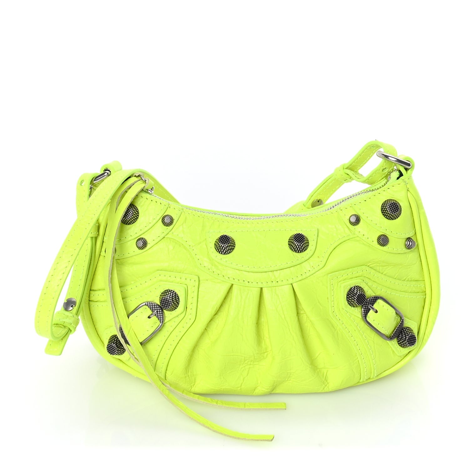 Balenciaga Agneau Arena Le Cagole Mini Purse With Chain Fluo Yellow 1 of 7