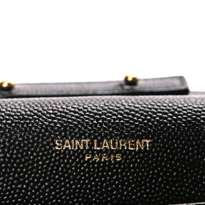 Saint Laurent Grain De Poudre Matelasse Chevron Monogram Chain Wallet Black 5 of 9