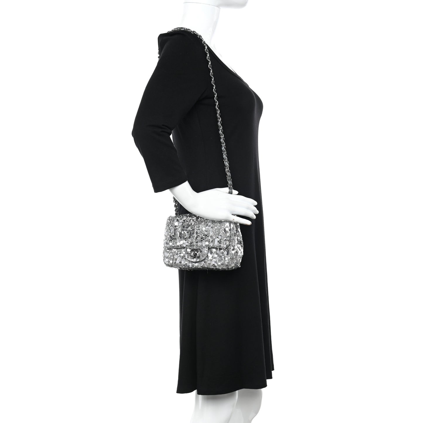 Sequin Mini Square Flap Silver