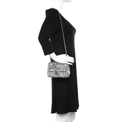 Chanel Sequin Mini Square Flap Silver 2 of 16