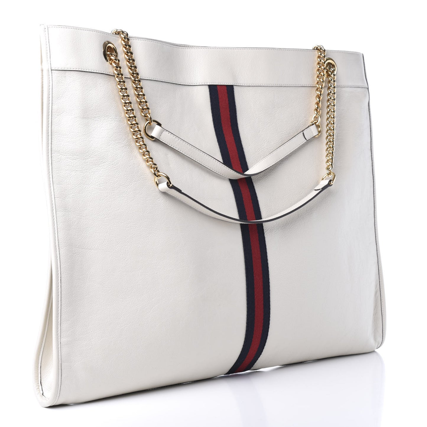 Calfskin Maxi Rajah Chain Tote White
