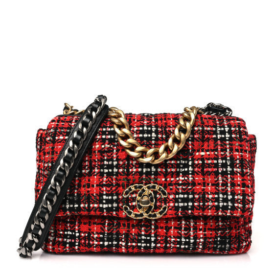 Tweed Quilted Medium 19 Flap Red Black