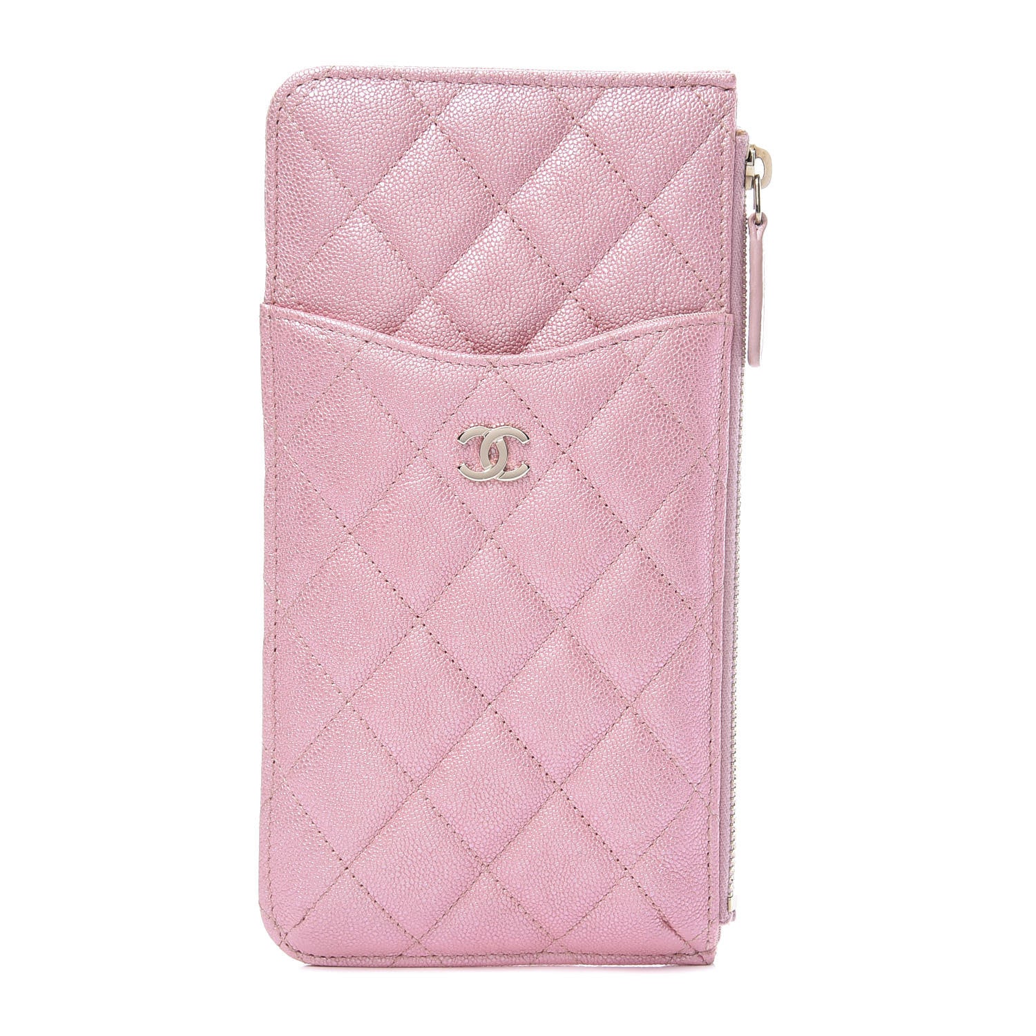 Chanel Iridescent Caviar Quilted Classic Flat Wallet Pouch Pink 1 of 9