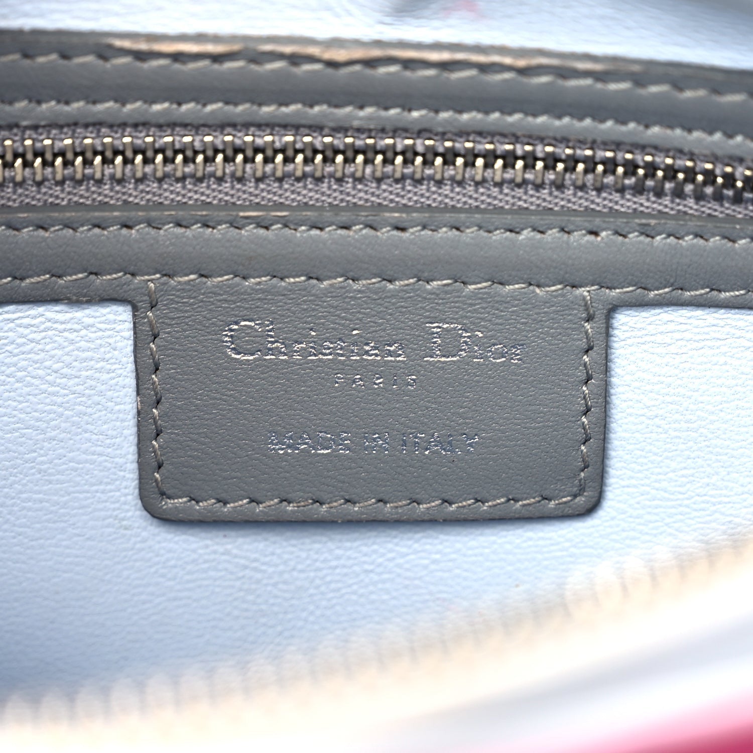 Christian Dior Lambskin Cannage Medium Tri-Color Lady Dior Fuchsia Grey Light Blue 5 of 13