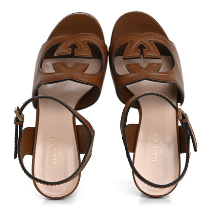 Gucci Cosmos Softy Calfskin Wooden InterLocking G Cut-Out 30/120mm Platform Sandals 35.5 Cuir 2 of 7