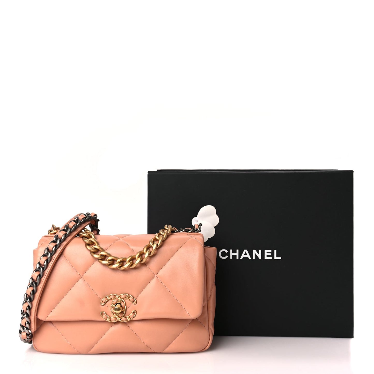 Lambskin Quilted Medium  19 Flap Beige
