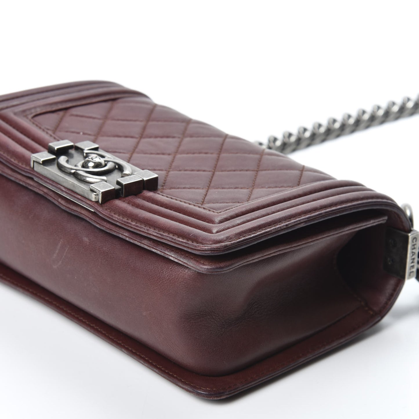 Lambskin Quilted Small Boy Flap Burgundy