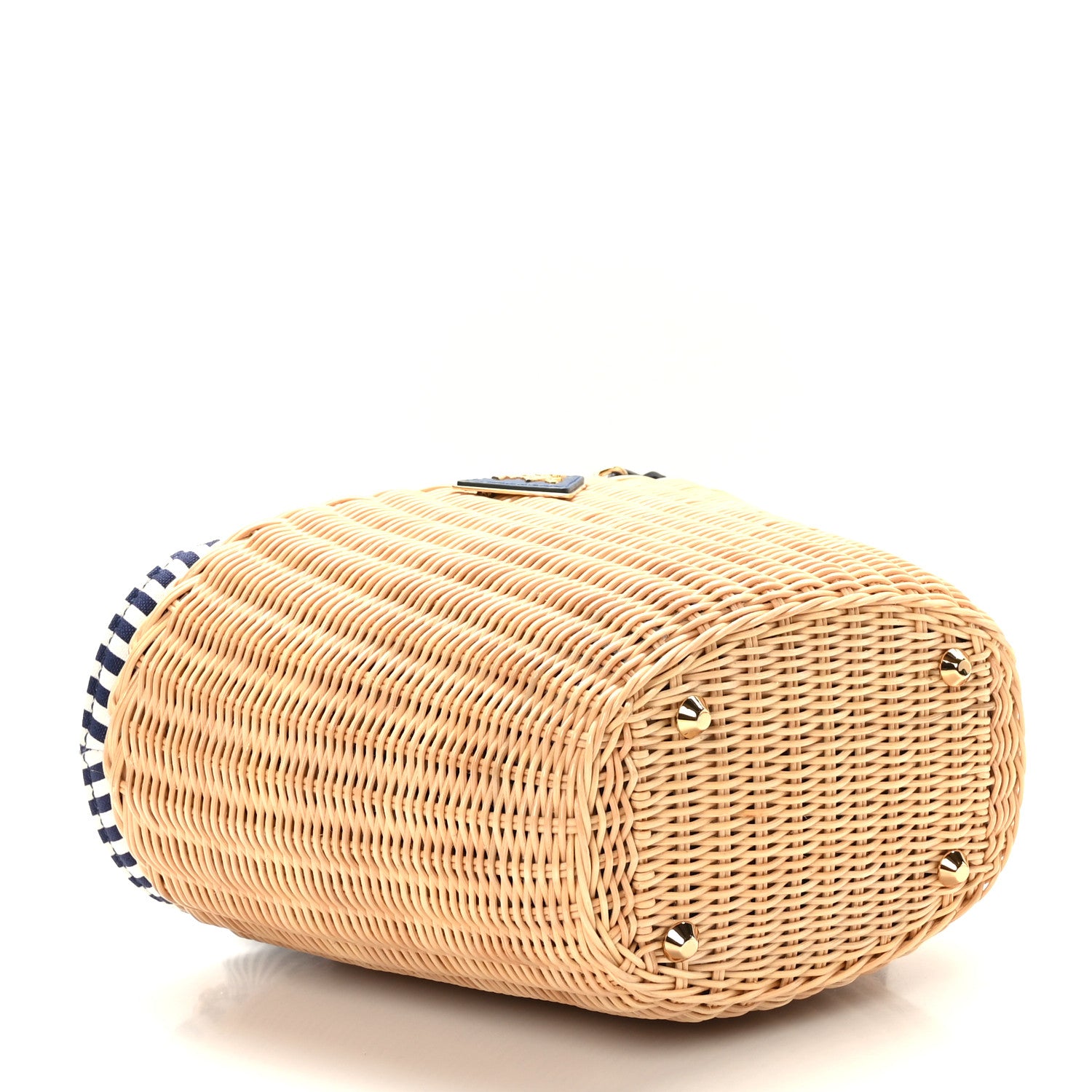 Prada Wicker Canvas Shoulder Bag Naturale Bluette 4 of 8