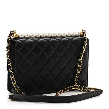 Chanel Lambskin Quilted Small Chic Pearls Flap Black 3 of 11