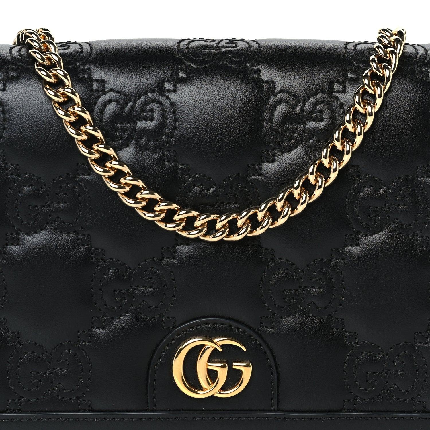 Gucci Calfskin GG Matelasse Chain Wallet  Black 6 of 8