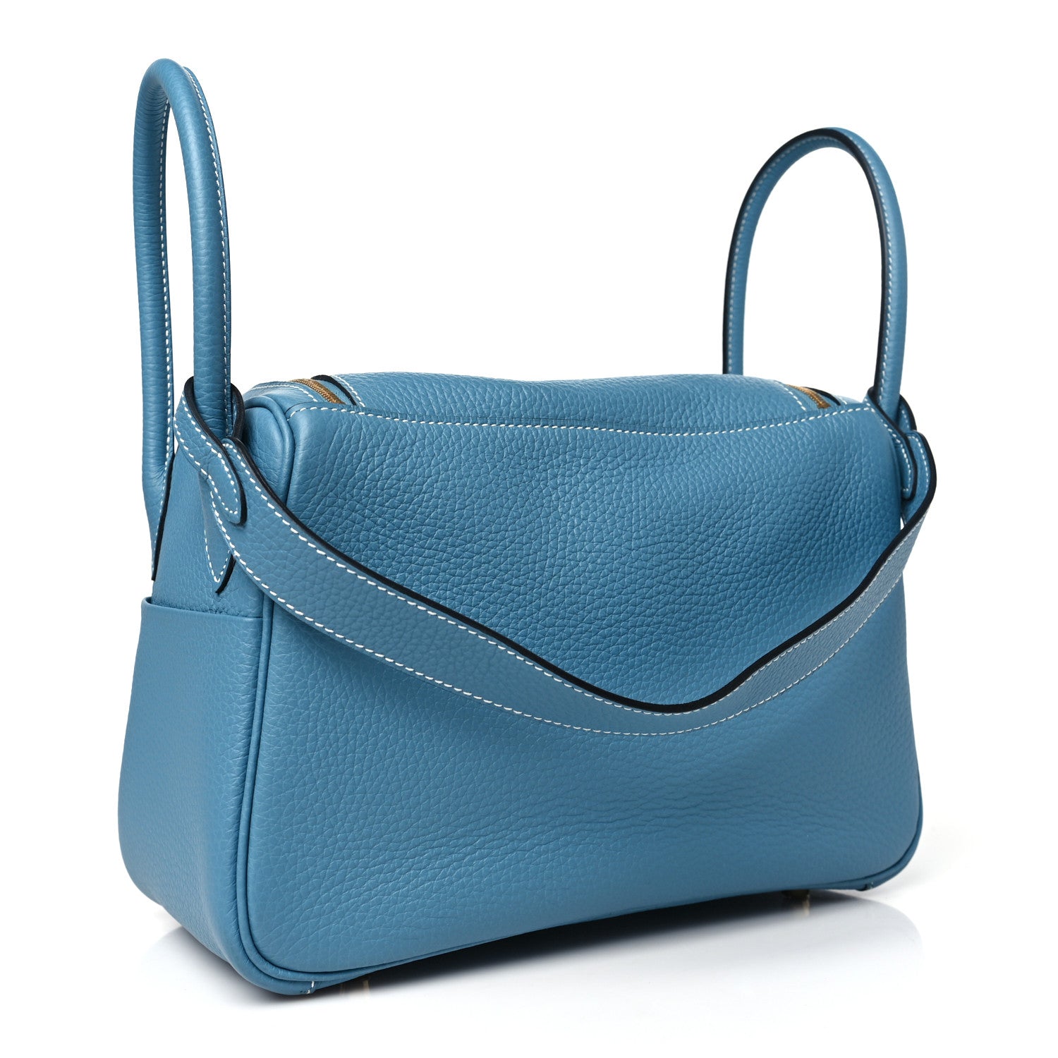 Hermes Taurillon Clemence Lindy 30 New Blue Jean 3 of 10