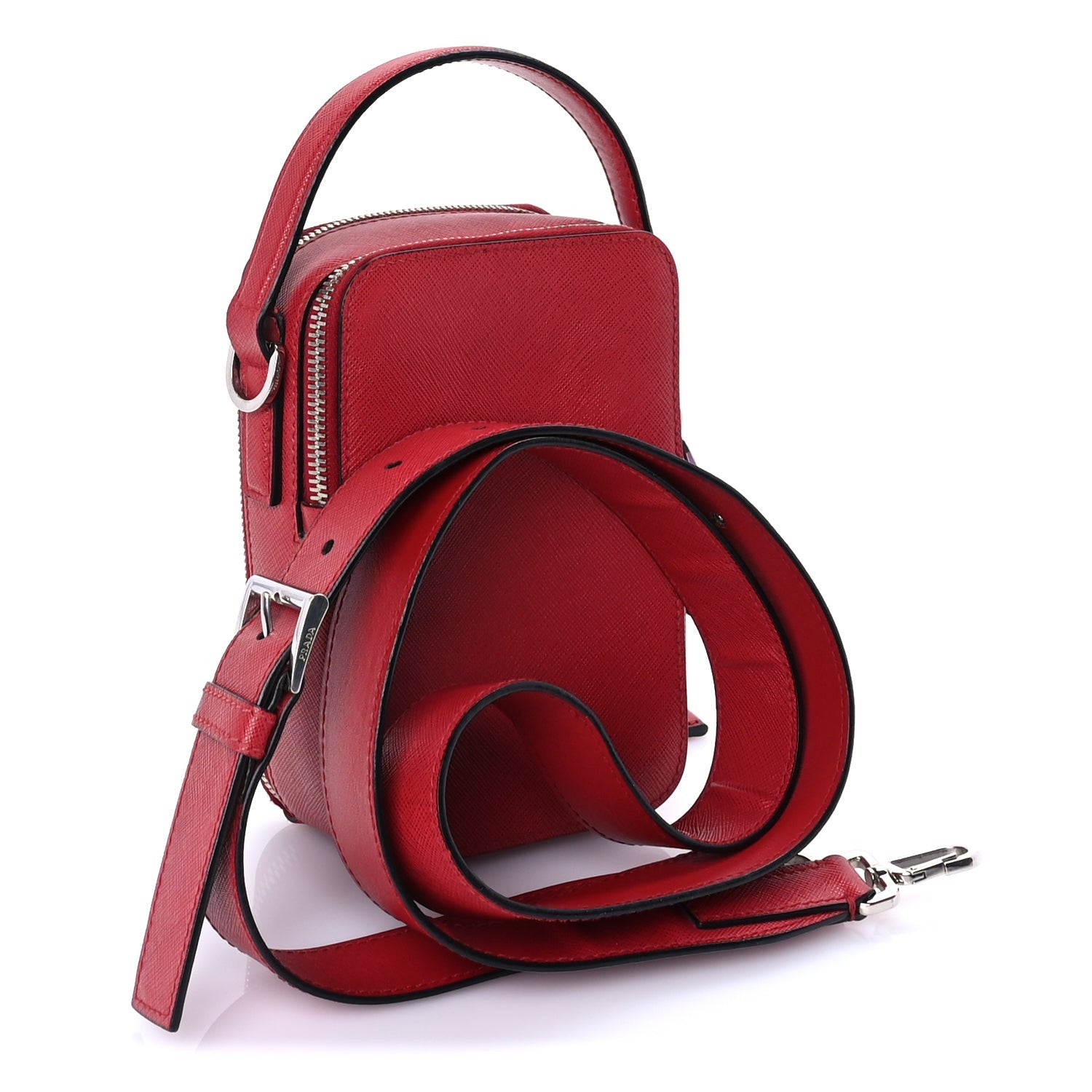 Prada Saffiano Travel Brique Crossbody Messenger Bag Fuoco 2 of 7