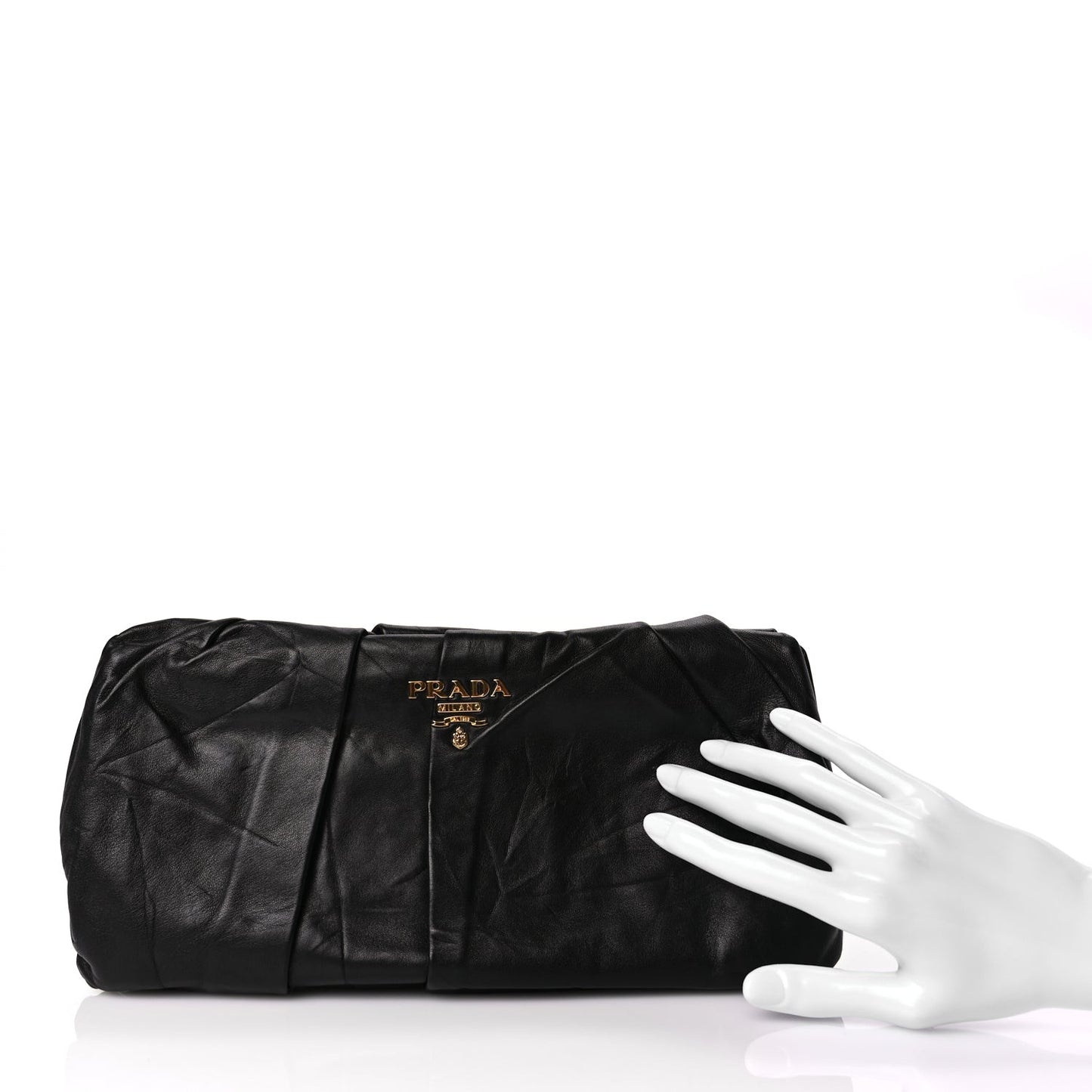 Nappa Pleated Clutch Black