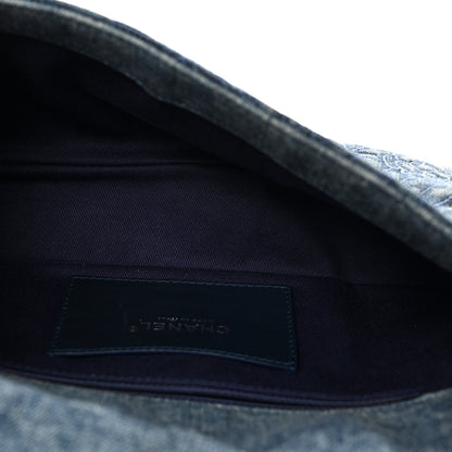 Chanel Denim Quilted Camellia Embroidered Medium Flap Blue 5 of 11