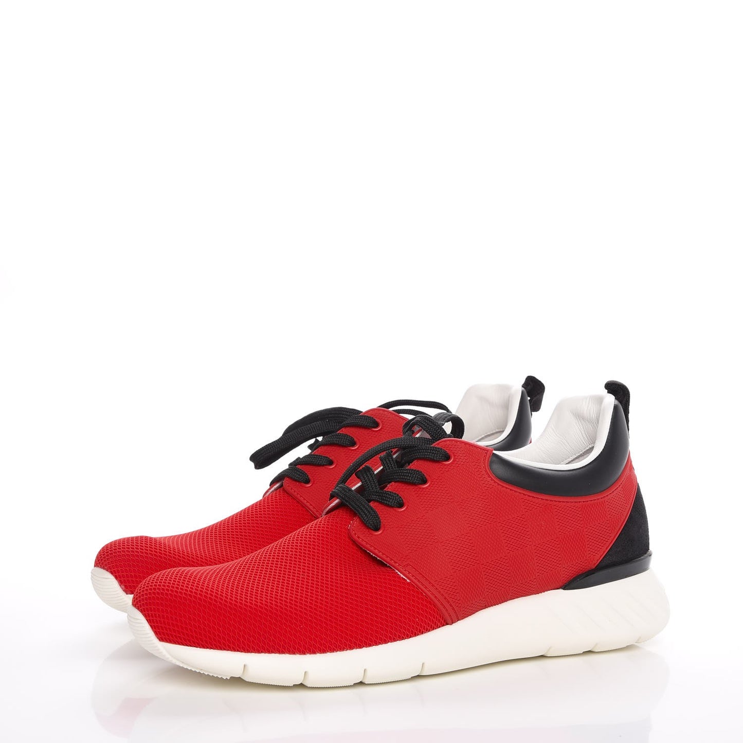 Rubber Mesh Suede Damier Fastlane Low Sneakers 7 Rouge