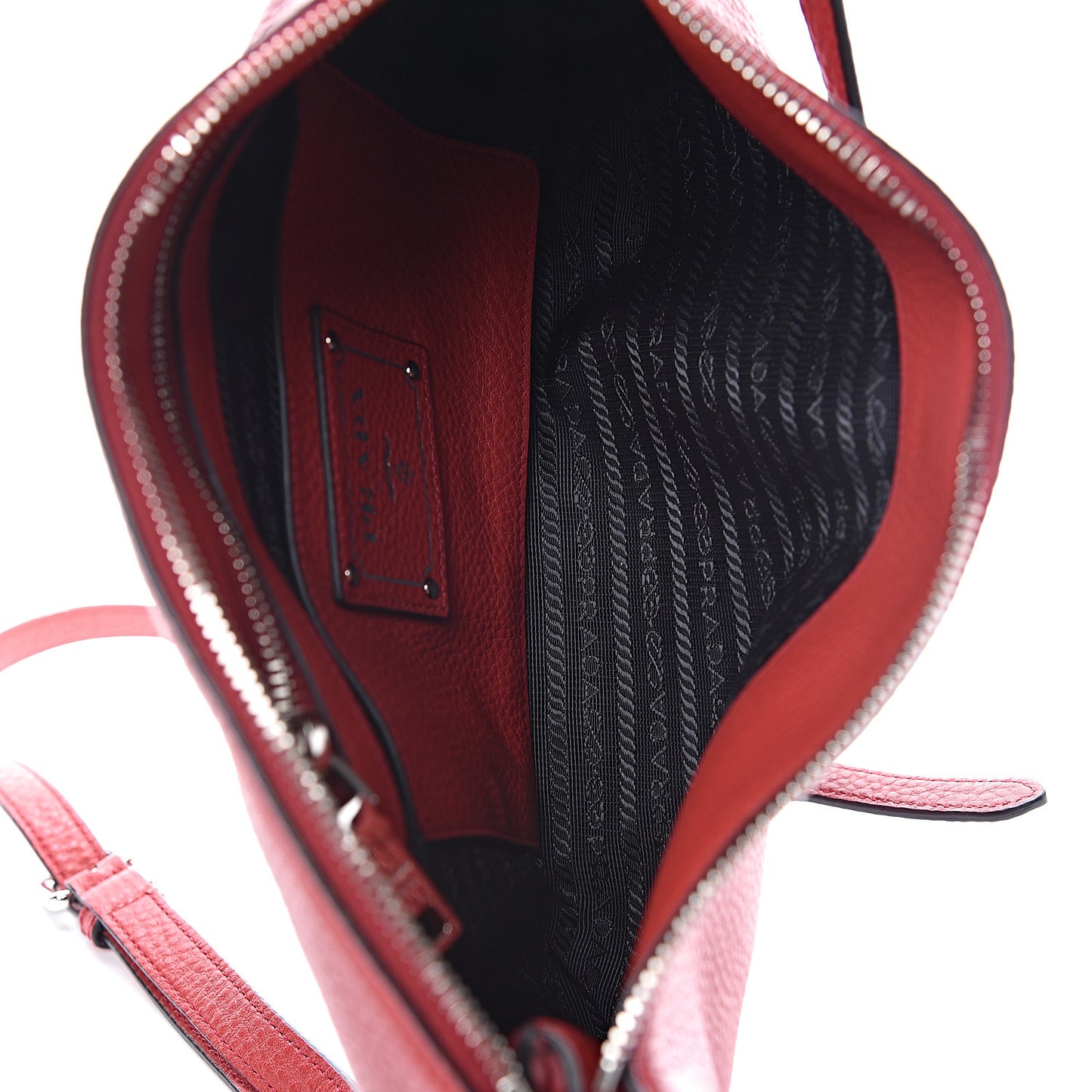 Vitello Daino Zippered Shoulder Bag Rosso