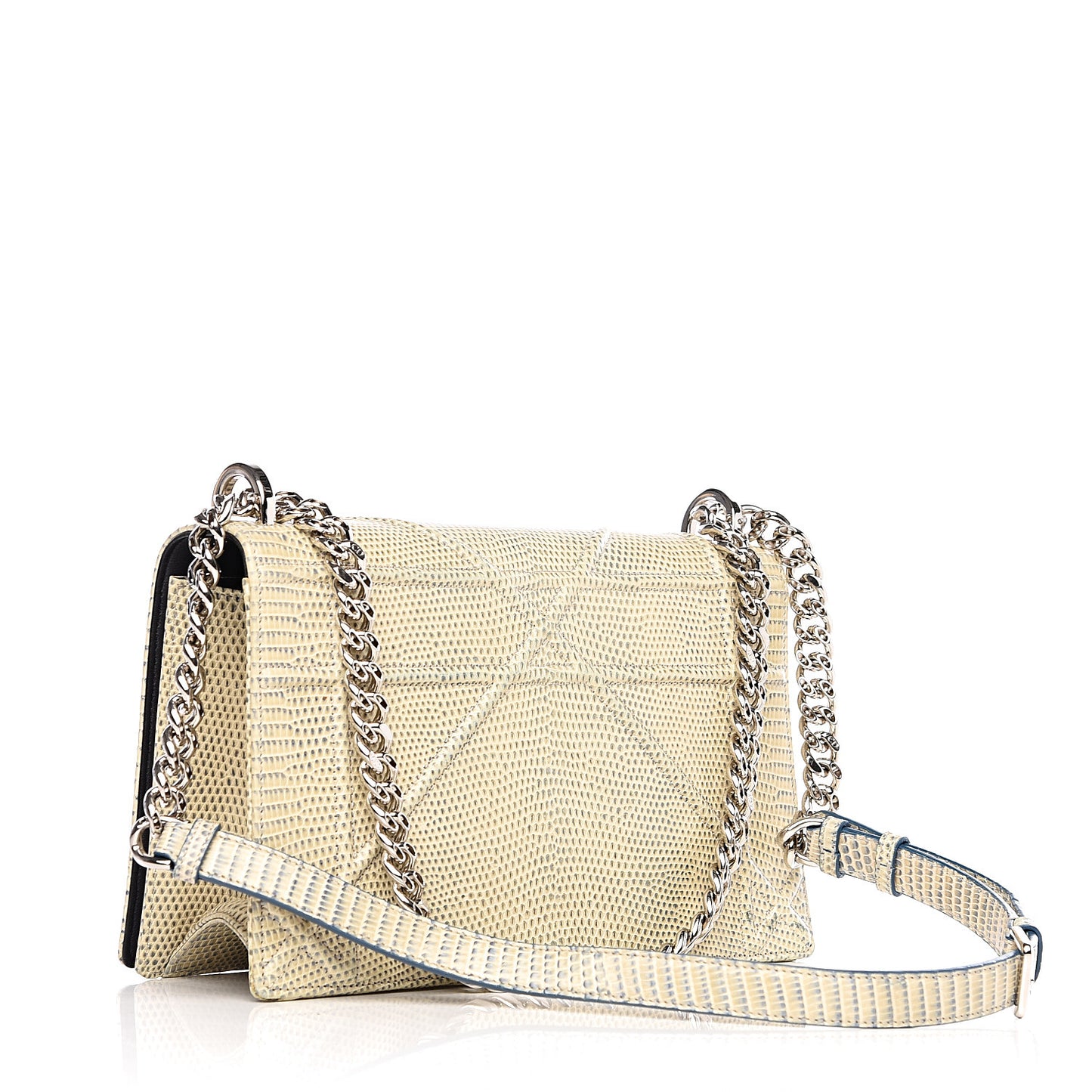 Lizard Medium Diorama Flap Bag Off White