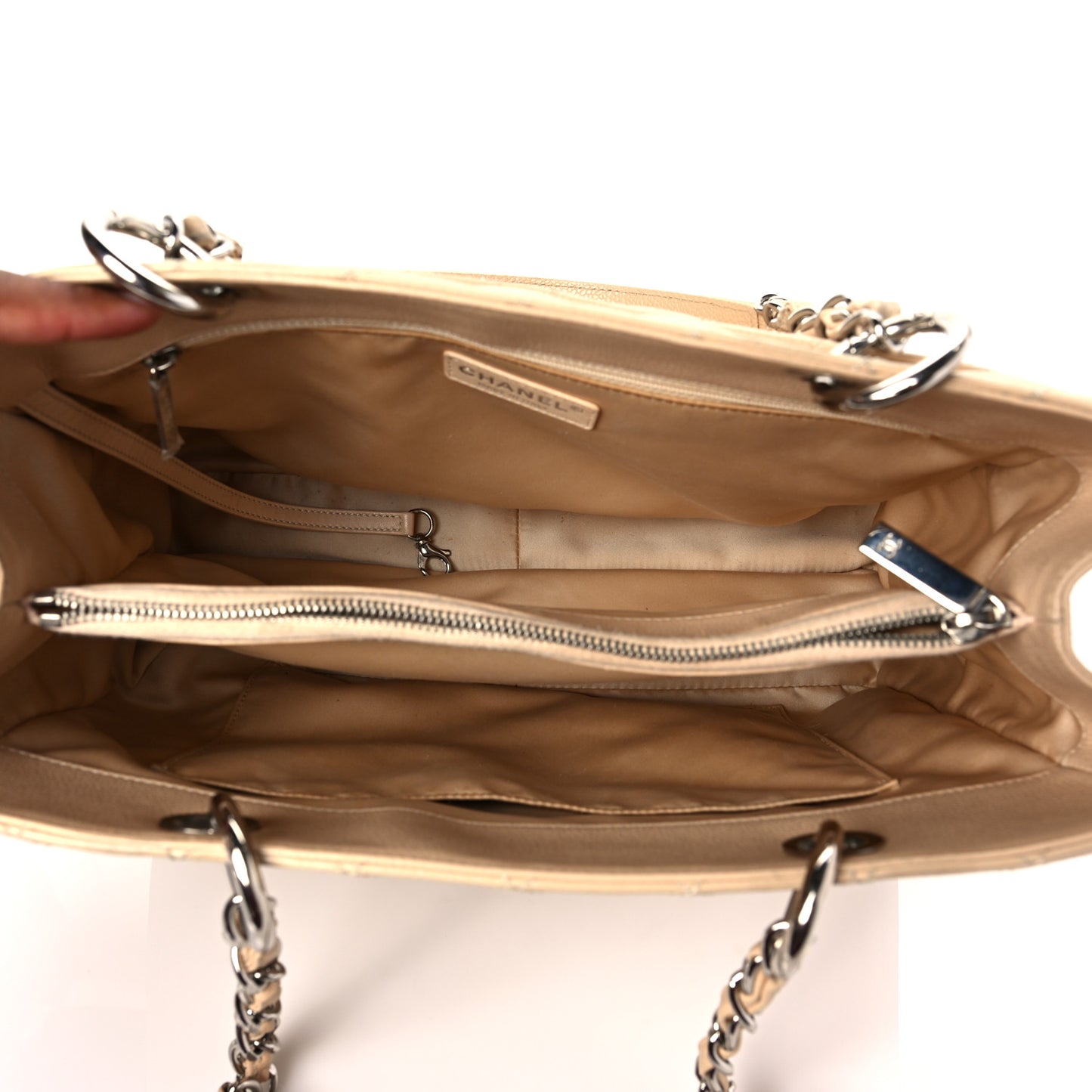 Caviar Quilted Grand Shopping Tote GST Beige Clair