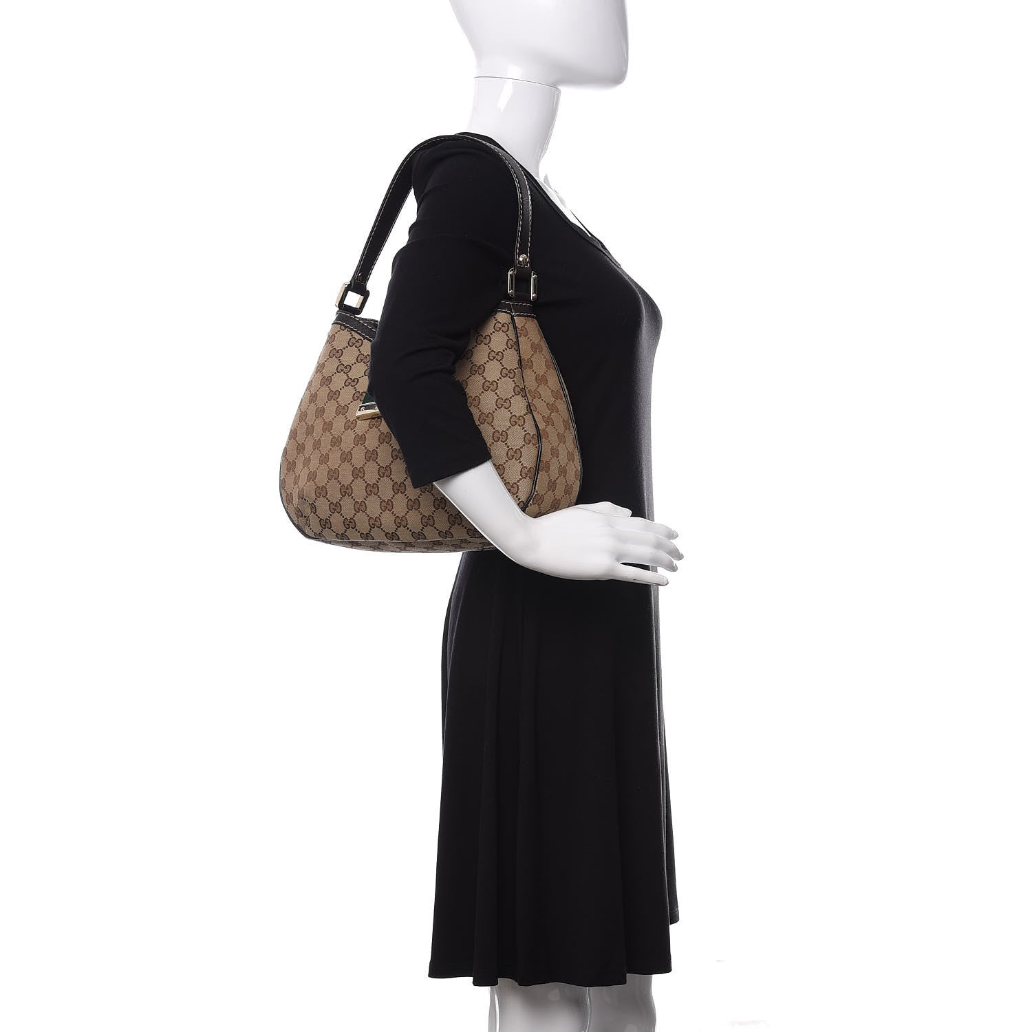 Gucci Monogram Medium New Ladies Web Hobo Dark Brown 2 of 12