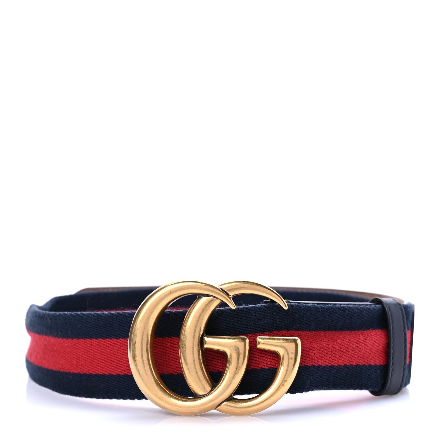 Gucci Nylon Calfskin Double G Web 40mm Belt 80 32 Blue Red Black 1 of 5