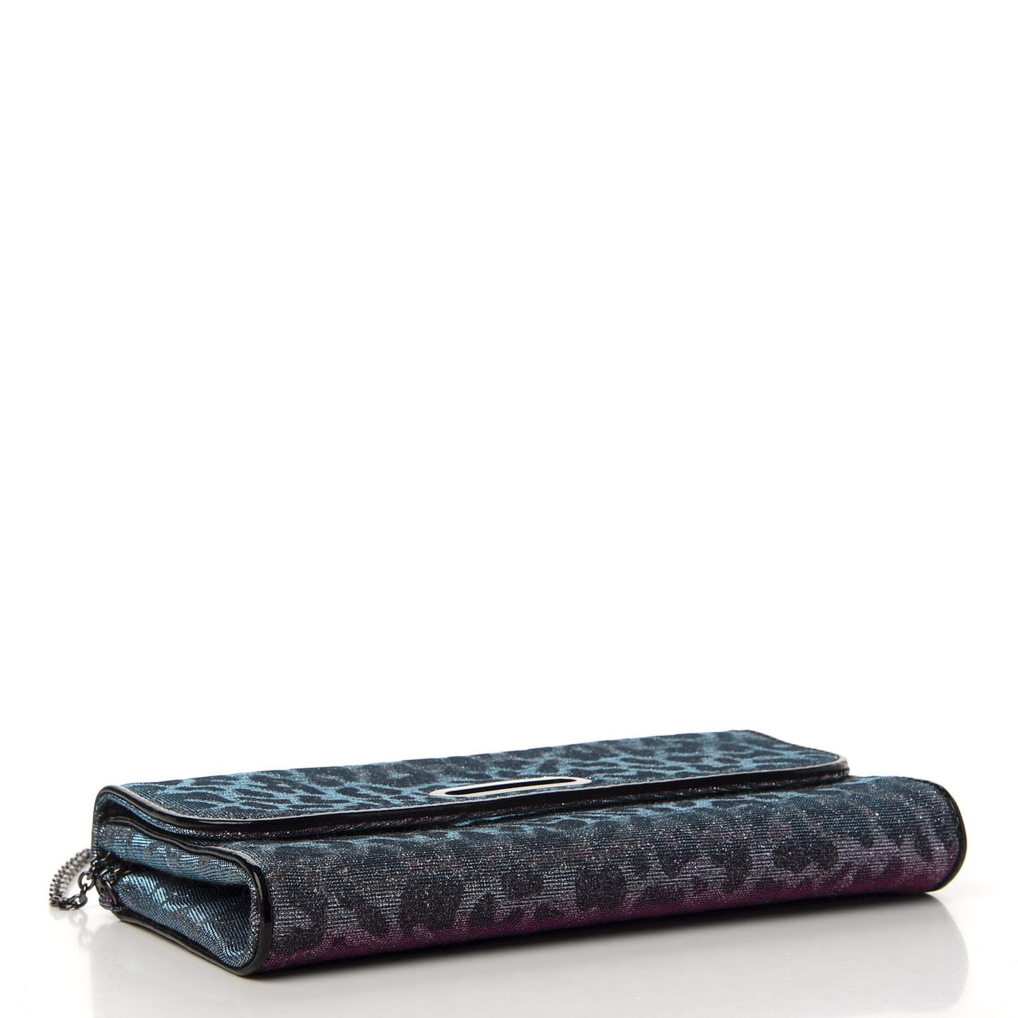 Lame Leopard Riviera Clutch Turquoise Violet
