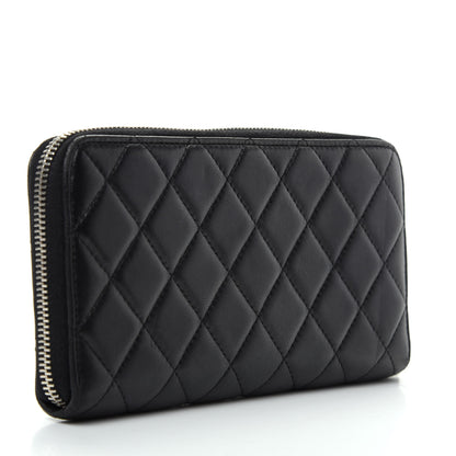 Chanel Lambskin Quilted Large Gusset Zip Around Wallet Black 3 of 8