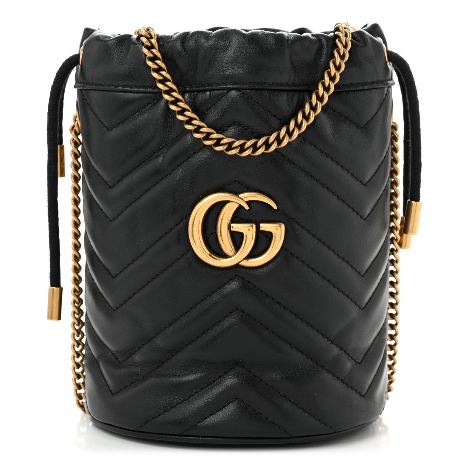 Gucci Calfskin Matelasse Mini GG Marmont 2.0 Bucket Bag Black 1 of 7