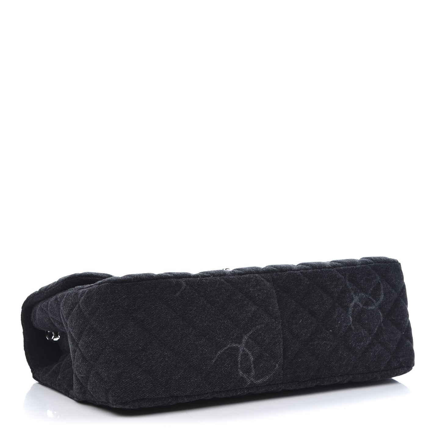 Denim Quilted CC Print Jumbo Single Flap Black