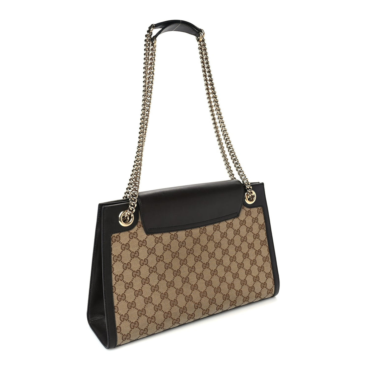 Monogram Margaux Calfskin Large Emily Chain Shoulder Bag Beige Ebony Cocoa