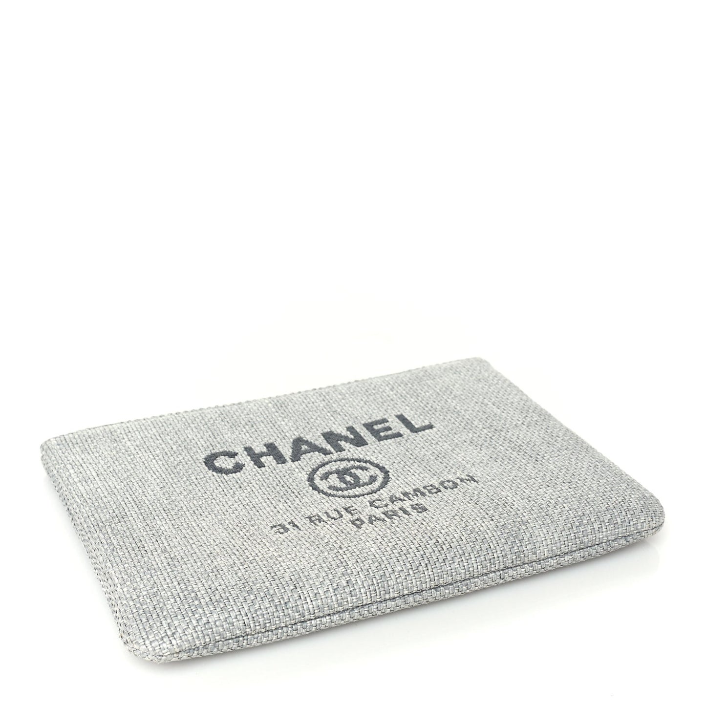 Woven Straw Raffia Medium Deauville Cosmetic Pouch  Grey