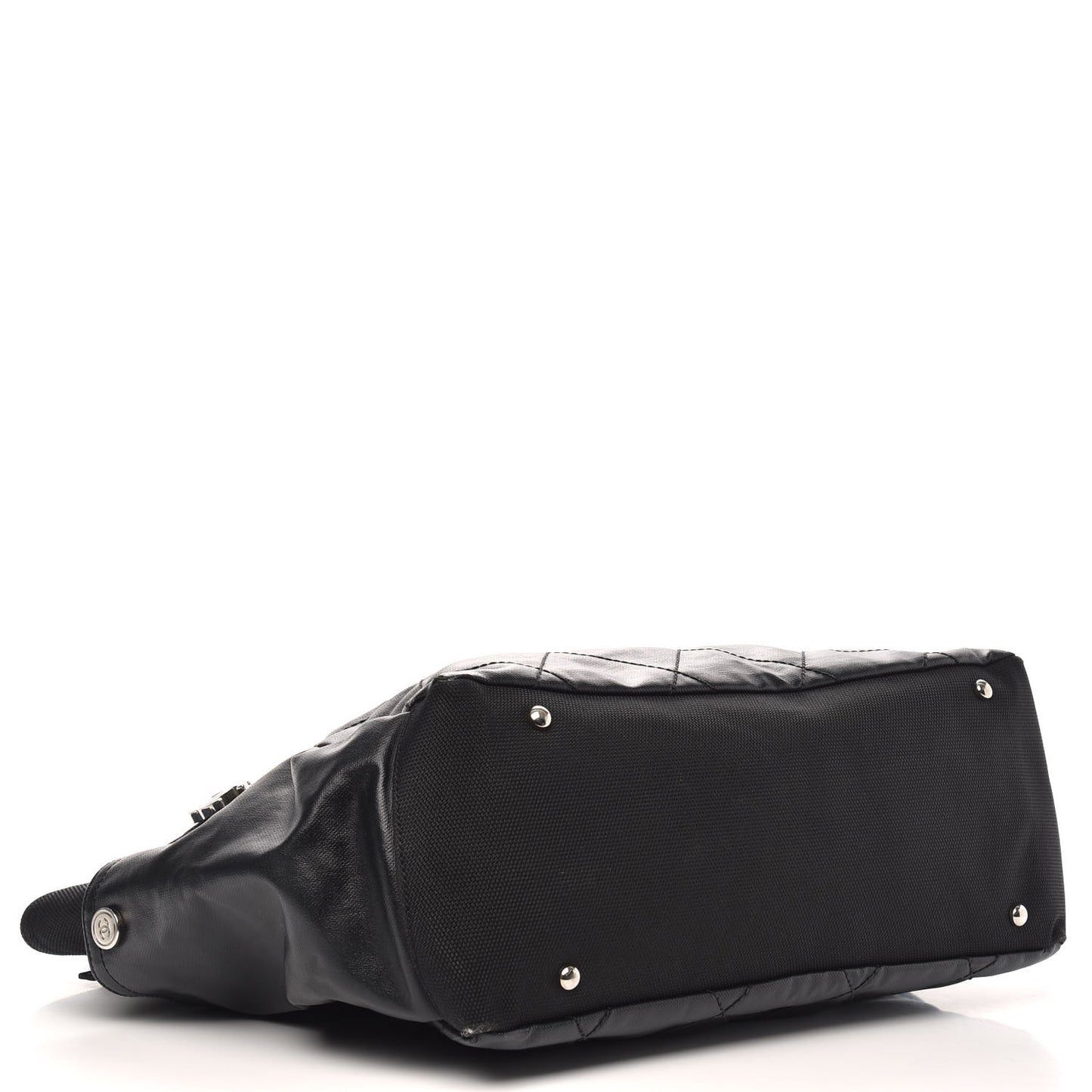 Coated Canvas Quilted Large Paris Biarritz Tote Black